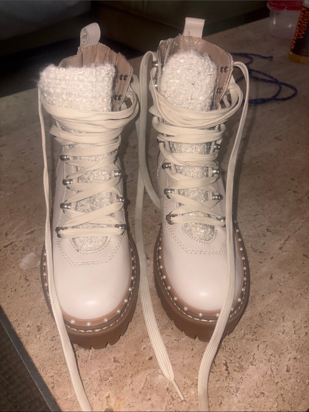 Steve Madden Women's Lace-Up Ankle Boots with Knit Tongue sz 6